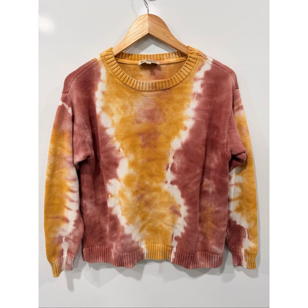 All Worthy Tie Dye Sweater Pink Mustard Medium